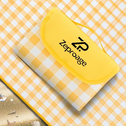 Waterproof Picnic Blankets, 80" x 80" Picnic Mat Outdoor Portable Travel Camping Yellow - color: Yellow, size: 6'8" x 6'8" (Square)