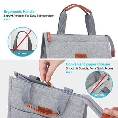 Lacdo Lunch Bag for Women Men Insulated Lunch Tote Bags Waterproof Reusable Lunch Box Soft Cooler with Pockets for Work Travel Picnic, Gray - color: Gray