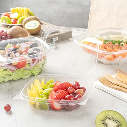 Restaurantware-Thermo Tek 8 Ounce Clamshell Containers, 100 Anti-Fog To Go Food Containers - Freezable, Rectangle, Clear Plastic Food Packaging Containers, Disposable - size: 8 oz