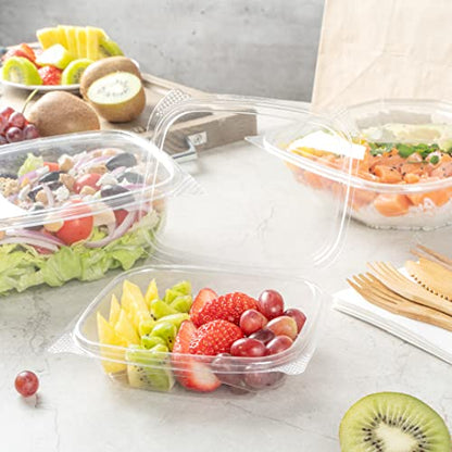 Restaurantware-Thermo Tek 8 Ounce Clamshell Containers, 100 Anti-Fog To Go Food Containers - Freezable, Rectangle, Clear Plastic Food Packaging Containers, Disposable - size: 8 oz