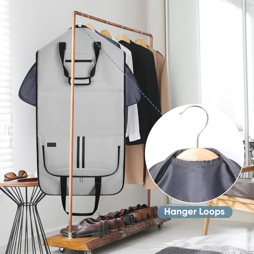 BALEINE Travel Garment Bag, Travel Suit Bag for Men, Water Resistant Carry on Garment Bag for Hanging Clothes, Garment Duffel Bag for Travel Business (Gray-Convertible) - color: Gray-Convertible