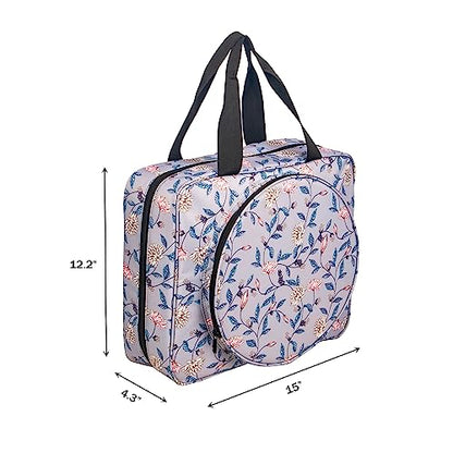 Portable Square Cross Stitch Starter Kits Bag Embroidery Project Bag Embroidery Tool Storage Tote Bag with Multifunctional Pockets, Bag Only (Flower Pattern) - color: Flower Pattern
