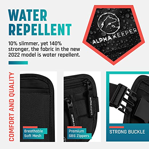 Alpha Keeper Money Belt for Travel Men Hidden RFID Passport Holder - color: Black