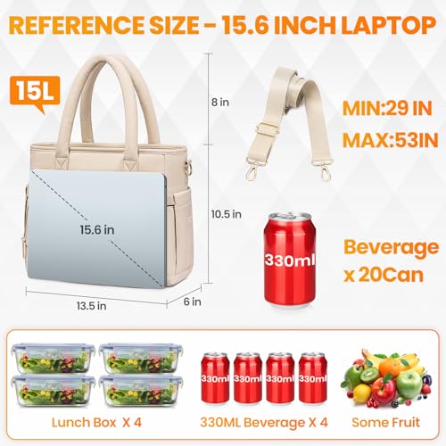 Artelaris Lunch Bag Women, Adult Insulated Lunch Box, Leakproof Lunch Cooler Bag, Reusable Large Lunch Cooler for Work, Picnic, Travel (Beige) - color: Beige
