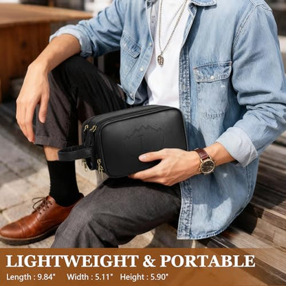 Husband Birthday Gift for Dad Him Men,Waterproof Custom Engraved Leather Toiletry Bag,Personalized Father Day Gift for Dad Husband,Groomsmen Anniversary Thanksgiving Christmas Valentine's Day-Black L - color: Black