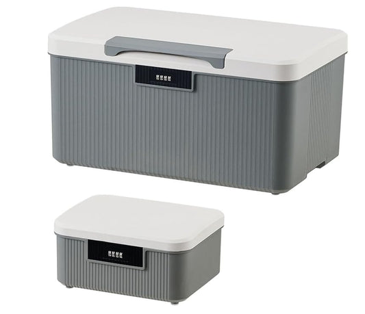 RUIAN Lockable Storage Container Bin, 10 Gallon & 2.3 Gallon Security Portable Combination Lock Plastic Box, Locked Security Box Suitable for Storing Important Items and Documents (White Grey) - color: White Gray, size: 10gallon+2.3gallon (2 Box Set)