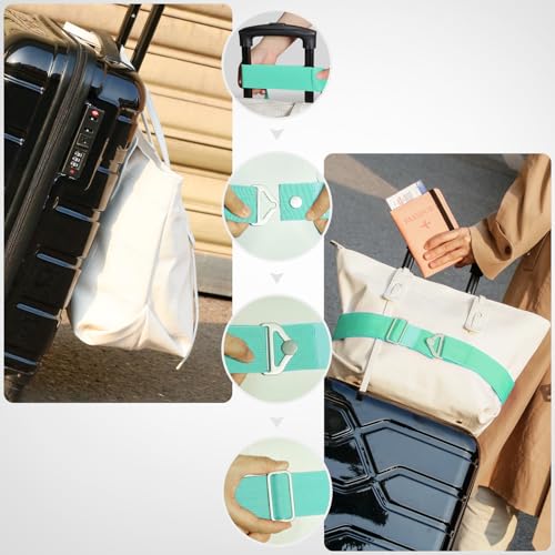 TOOVREN 2-in-1 Travel Belt for Luggage Straps Add a Bag Bungees Suitcase Luggage Strap Over Handle Suitcases Belt for Carry On Bag Adjustable Backpack Attachment Airport Travel Accessories Light Blue - color: Light Blue