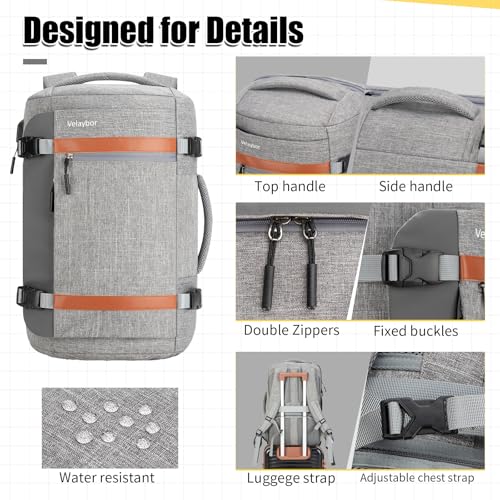 42L Travel Backpack with 4 Packing Cubes, TSA Friendly Flight Approved Carry-On Bag with USB Charging Port, Water-Resistant Weekender Business Backpack for Men Women, Fits 17.3" Laptop(Grey) - color: Grey
