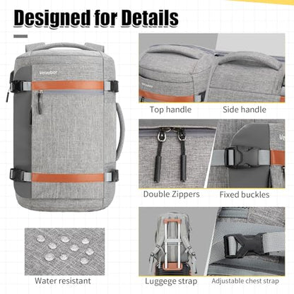 42L Travel Backpack with 4 Packing Cubes, TSA Friendly Flight Approved Carry-On Bag with USB Charging Port, Water-Resistant Weekender Business Backpack for Men Women, Fits 17.3" Laptop(Grey) - color: Grey