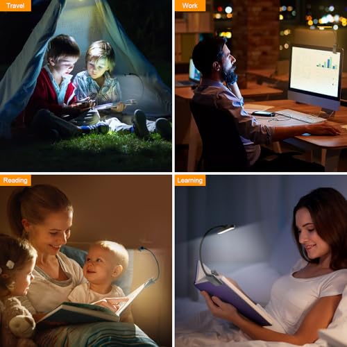 karidi Rechargeable 24 LED Book Light for Reading, 360° Flexible Gooseneck, 5 Color Tones, Clip-on for Books/Tablet/Bed, USB-C, 80H Glare-Free Eye Care (Black) - color: Black