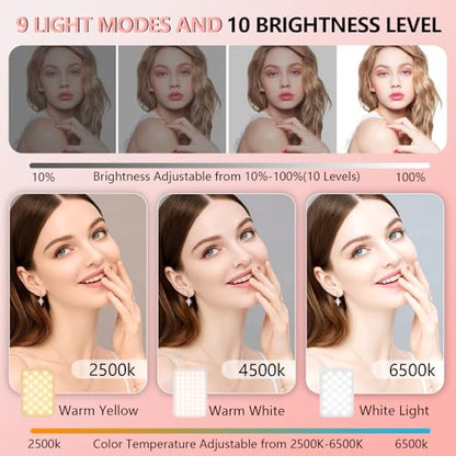 BANSINE LED Phone Light - USB-Rechargeable Portable Photo Light with 97+ CRI, Up to 6500K Color Temperature for Selfie, Zoom Conference, Video, Makeup and Live Stream - color: Pink