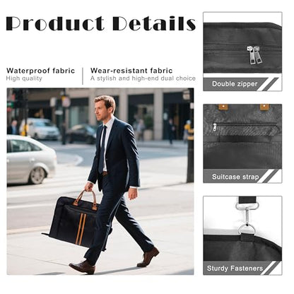 Garment Bags for Travel, Large Carry On Suit Bag for Hanging Clothes, Waterproof & Wrinkle Free with Shoulder Strap for Business, for Men and Women (Black)