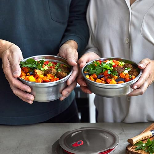 BLACK + BLUM Lunch Bowl - Reusable Meal Prep Containers for Picnic & Camping - Microwavable Stainless Steel Lunch & Dinner Food Storage Box with Leak Proof Lid - Dishwasher & Oven Safe - 650ml - size: Small Bowl (650ml)