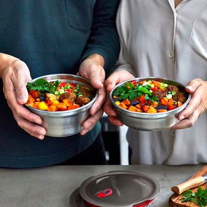 BLACK + BLUM Lunch Bowl - Reusable Meal Prep Containers for Picnic & Camping - Microwavable Stainless Steel Lunch & Dinner Food Storage Box with Leak Proof Lid - Dishwasher & Oven Safe - 650ml - size: Small Bowl (650ml)
