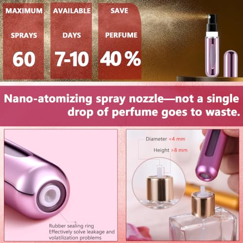 opasyo Refillable Perfume Portable Atomizer Bottle Refillable Perfume Spray, Leak-Proof Perfume Spray Bottle, Travel Perfume for Traveling and Outgoing (5ml, 4 Pack Silver/Pink/Blue/Black) - color: Silver, Pink, Blue, Black