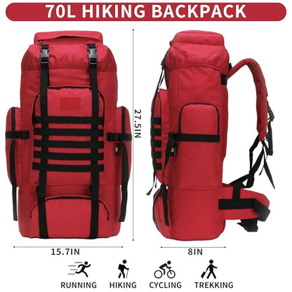 Hiking Backpack for Men 70L/100L Camping Backpack Military Rucksack Molle 3 Days Assault Pack for Climbing | Camping Backpack - color: 70l-red