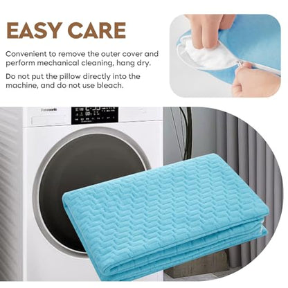 Small Shredded Memory Foam Pillow, Camping Pillow Travel Pillow - Compressible Medium Firm, Breathable Cover, Ideal Backpacking Hiking, Airplane and Car (Sky Blue, L) - color: Sky Blue, size: L-23 X 16 Inch
