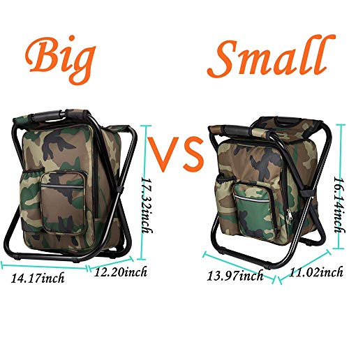 FCFKUK Bright starl Upgraded Large Size 3 in1 Multifunction Fishing Backpack Chair, Portable Hiking Camouflage Camping Stool, Folding Cooler Insulated Picnic Bag Backpack Stool