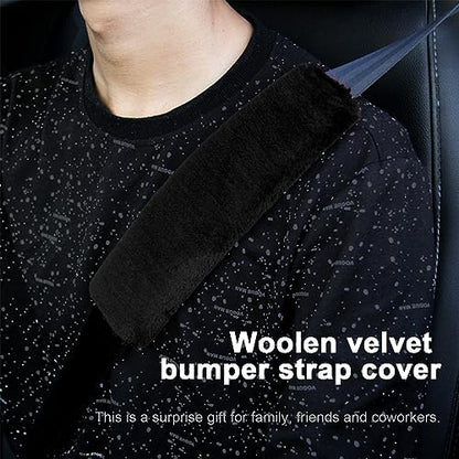 Ziciner 2 Packs Car Seatbelt Covers Shoulder Pad, Universal Soft Faux Sheepskin Shoulder Cover for Comfortable Driving, Fluffy Seat Belt Protector Help to Protect Your Neck and Shoulder (Black) - color: Black