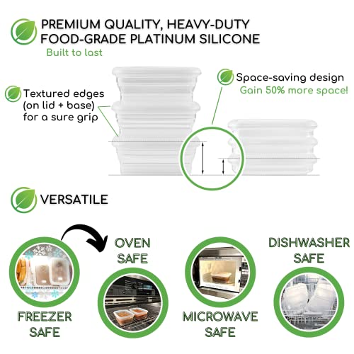 Premium Silicone Collapsible Food Storage Containers with Silicone Leakproof Lids, BPA Free, LFGB Food-Grade Certified, Compact, Reusable Lunch Snack Box, Microwave Safe, 2.8 Cups 3 Pk - color: 660 ml (2.8 cups) - 3 Pack