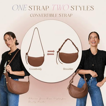 Mali&Lili Hobo Shoulder Bag for Women, Aria Convertible Crossbody Bags for Women, Vegan Leather purses, Shoulder Handbags - color: Chocolate