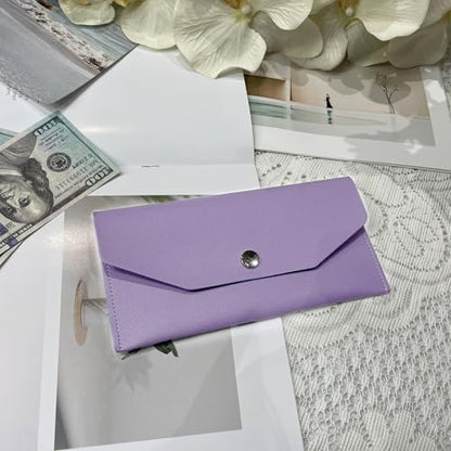 Pu Leather Cash Envelope Wallet - Reusable Cash Stuffing Wallet for Men and Women -Purple - color: purple