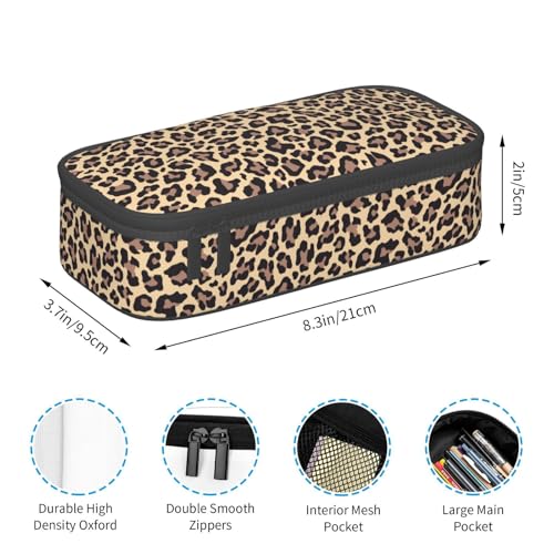 Perinsto Leopard Print Pencil Case Big Capacity Multi Compartment Stationery Box Pencil Pouch Holder Desk Organizer For School Office Home - color: Leopard #02