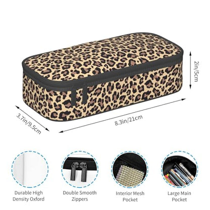 Perinsto Leopard Print Pencil Case Big Capacity Multi Compartment Stationery Box Pencil Pouch Holder Desk Organizer For School Office Home - color: Leopard #02