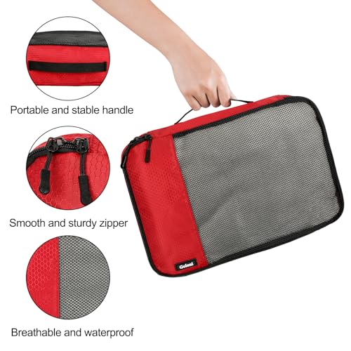 Packing Cubes for Travel Essentials,4 Set Packing Cubes for Suitcases,Lightweight Mesh Luggage Organizer Bag,Red - color: Red
