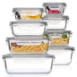 Vtopmart 8 Pack Glass Food Storage Containers with Airtight Lids, Glass Meal Prep Containers, Lunch Office Meal for Microwave, Oven, Freezer and Dishwasher, BPA Free - color: Grey