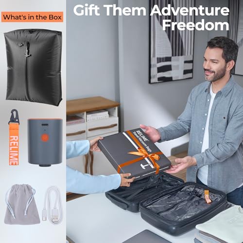 Relime Classic Series Vacuum Bags for Travel Luggage with Wireless Pump, Compression Bags for Carry On Suitcases and Backpack, Vacuum Seal Packing cube for Cloth Packing (1PC + PUMP) - color: 1PC Gray