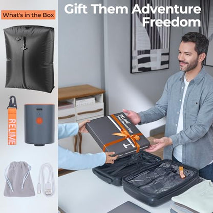 Relime Classic Series Vacuum Bags for Travel Luggage with Wireless Pump, Compression Bags for Carry On Suitcases and Backpack, Vacuum Seal Packing cube for Cloth Packing (1PC + PUMP) - color: 1PC Gray