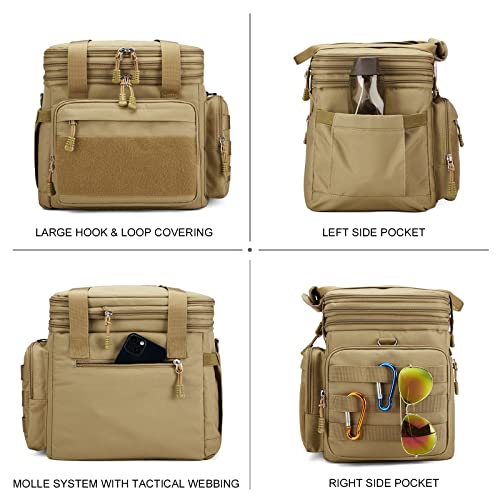 Gafetrey Tactical Lunch Box for Men, Insulated Lunch Bag Adult, Thermal Lunchbox Leakproof Waterproof Cooler Bag, Dual Compartment Lunch tote, Large Lunch Pail for Work Office Travel(Khaki) 15L - color: D-Khaki, size: 15L
