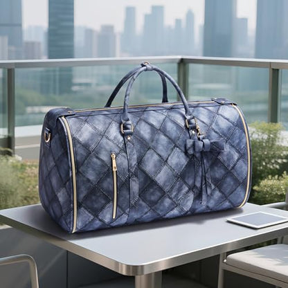 Convertible Garment Duffel Bag for Travel, 2-in-1 Foldable Travel Bag with Shoe Compartment, 20.5x10x12.5Inch Carry On Weekender Bags for Men Women Business Trip, Vacation, Graduation, Blue - color: Sapphire