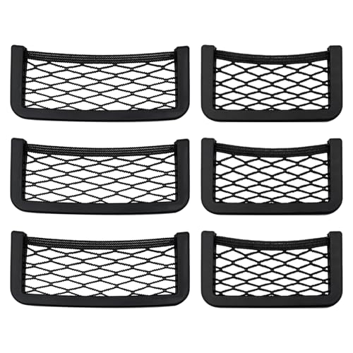 Ohleats 6 PCS Car Pocket Phone Nets, Purse Phone Holder Mesh Storage Bag with Double Sided Tape, Stick on Organizer Seat Side Back Automotive Storage Net Bag, Car Accessories - color: 6 PCS