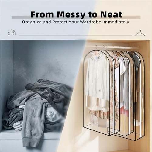 Clear Garment Bags for Hanging Clothes 3-piece set 50 inches Storage Bags With Zipper for Shirts, Suit,Jackets,Coats,sweater,Dresses,gowns,etc. - size: 50inch