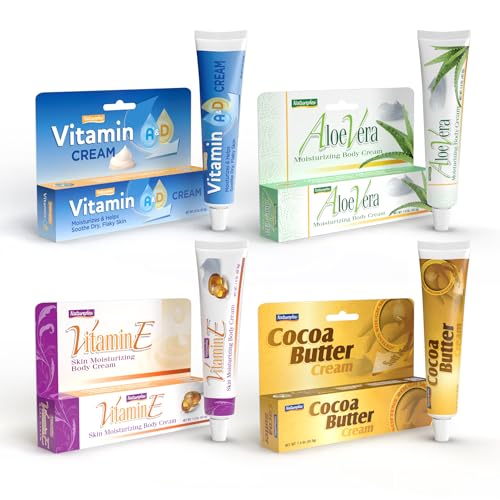 Natureplex Vitamin Cream Bundle – Includes Aloe Vera, Vitamin E, Vitamin A&D, and Cocoa Butter Creams (6 Each) – Everyday Skin Care Cream Set for Home, Work & Travel - 24 Travel Size Tubes