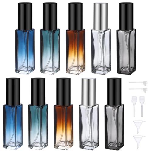 Segbeauty 10 Pack 0.34oz Empty Travel Cologne Sprayer, 10ml Multi-color Refillable Glass Perfume Atomizer Colorful, Portable Cologne Dispenser Spray Bottle Travel Size Sprayer Perfume Making Container - color: Mixed, style: Mini Bottle Set