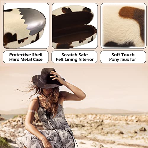 MyEyeglassCase Hard Sunglasses case - Women Glasses Case Holder - Large Durable Eyeglass Case Hard Shell with Pouch & Cloth - color: Pony Animal Print