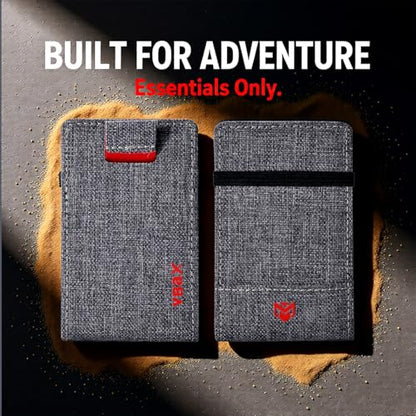RFID Minimalist Slim Wallet for Men and Women, Holds Up to 12 Cards, Cash, Key Thin and Lightweight Credit Card Holder, Grey Ballistic Nylon - color: Grey Canvas