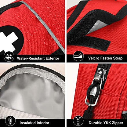 SITHON Insulated Medicine Carrying Case Bag - Small Travel Medication Organizer Emergency Medical Pouch Holds Auvi Q, Nasal Spray, Allergy Meds, Asthma Inhaler Case, Red - color: Red