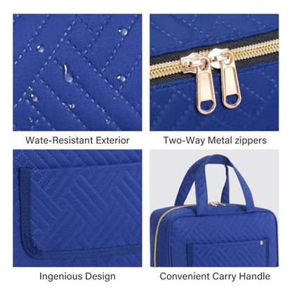 Hanging Toiletry Bag for Women Cosmetic Toiletries Travel Bag, Blue - color: Blue