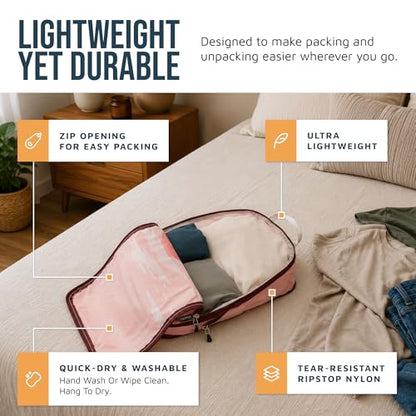 Large Compression Packing Cubes for Travel-Packing Cube Luggage Organizers 7 Piece Set for Checked Luggage-Ultralight, Expandable/Compression Bags by TRIPPED Travel Gear (Getaways) - color: Getaways
