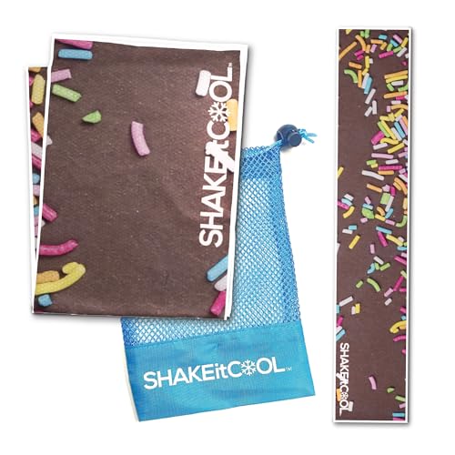 SHAKEitCOOL Original Cooling Towel – Be Cool in Style - Heat Relief, Soft, Lightweight, Sun Protection, Easy Clean - Perfect for Biking, Running, Yoga, Gym, Gardening - Donut Sprinkle - color: Donut Sprinkle