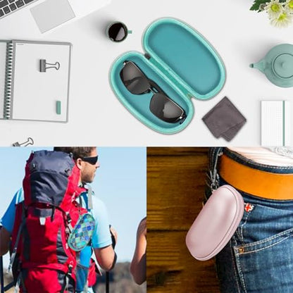 Fintie Sunglasses Case with Carabiner, Hard Shell Shockproof Sport Glasses Cases Travel Zipper Eyeglasses Holder, Cool Jade - color: Cool Jade