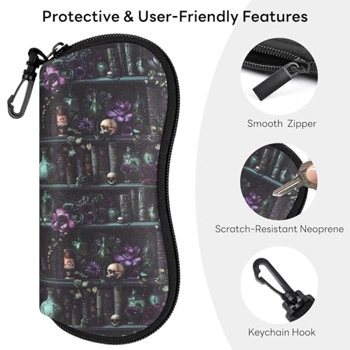 Sunglasses Case with Belt Clip, Ultra Light Neoprene Zipper Soft Padded Glasses Case for Women Men - color: Alchemy Lab