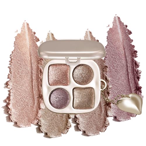 Metallic Rose Gold Shimmer Eyeshadow Palette with Mirror – Blendable Long-Lasting Everyday Eye, Gold Bronze Glitter & Neutral Glam Contour Makeup Palette, Perfect for Blue, Green & Brown Eyes - color: A06
