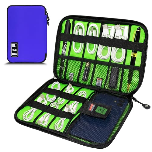 Electronics Organizer,Travel Cord Organizer Pouch, Portable Cable Organizer Bags,Travel Electronic Accessories Storage Case for Cables, Cords, Charger, Phone (Royal Blue) - color: A4-M-Royal Blue, size: Medium