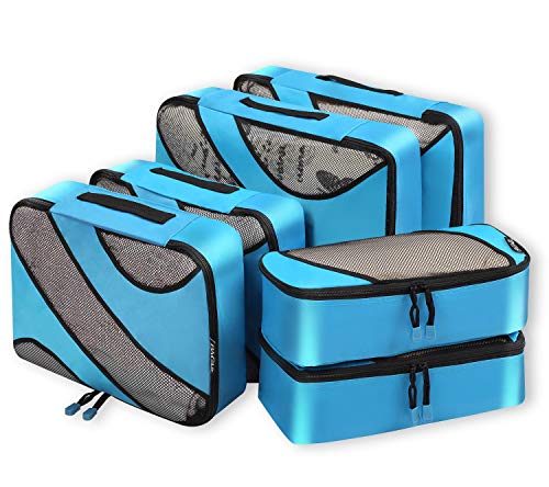 BAGAIL 6 Set Packing Cubes,Travel Luggage Packing Organizers - color: The Blue, style: 6 Set