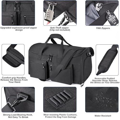 HILOMON Convertible Duffle Bags for Travel Carry On Suit Duffle Bags with Shoulder Strap 2 in 1 Hanging Garment Duffle Bag for Men Women - color: Black